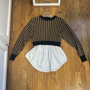 Joie Houndstooth Sweater with Button Up Blouse